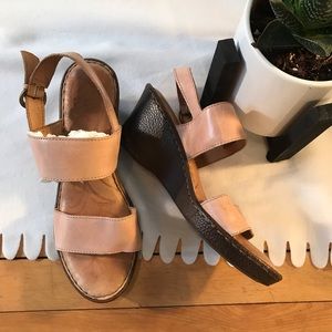 Born tan leather wedge sandals